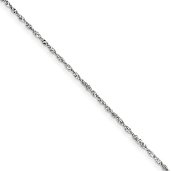 1.1mm 14k White Gold D/C Singapore Chain Necklace 18 Inch